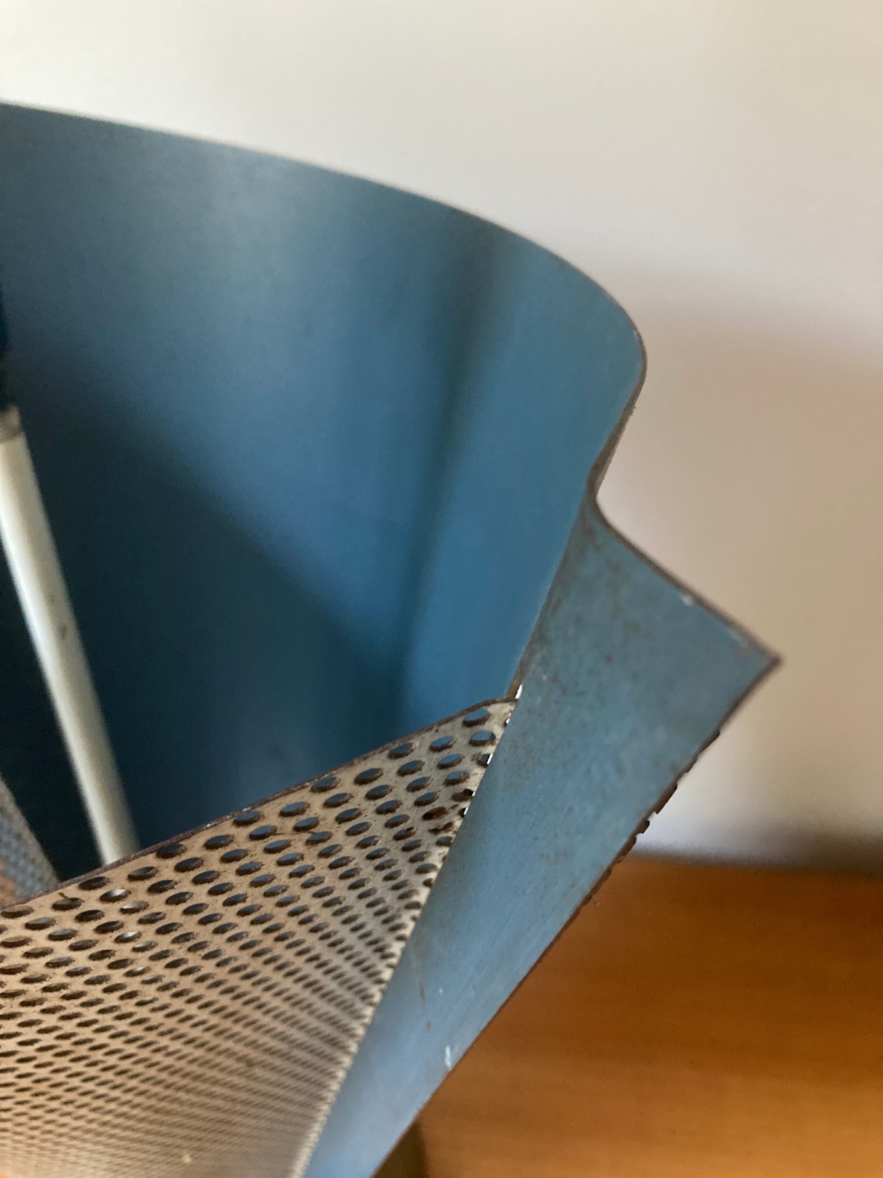 1950 umbrella stand, perforated sheet metal and brass