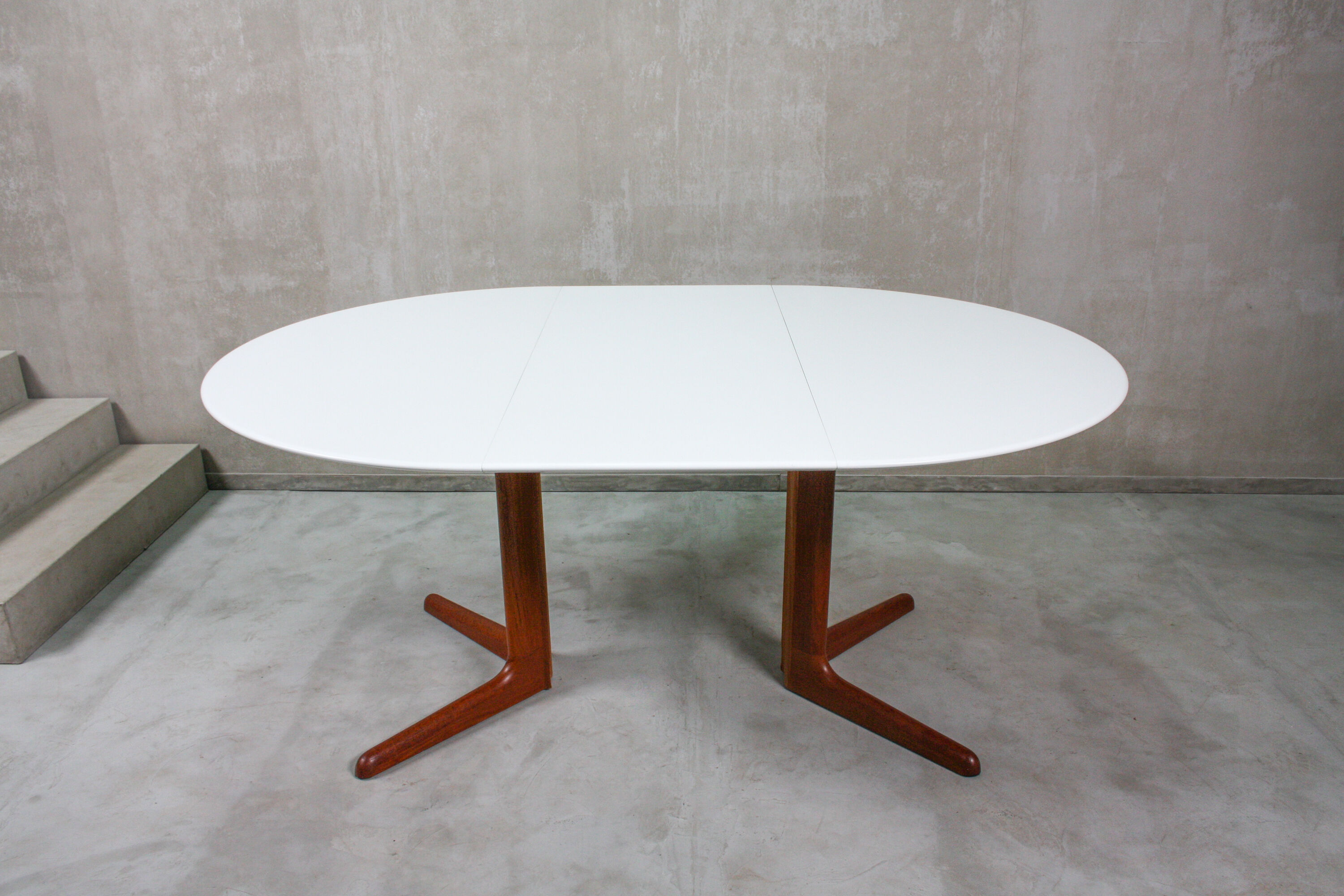 Round danish teak & white dining table, 1960s