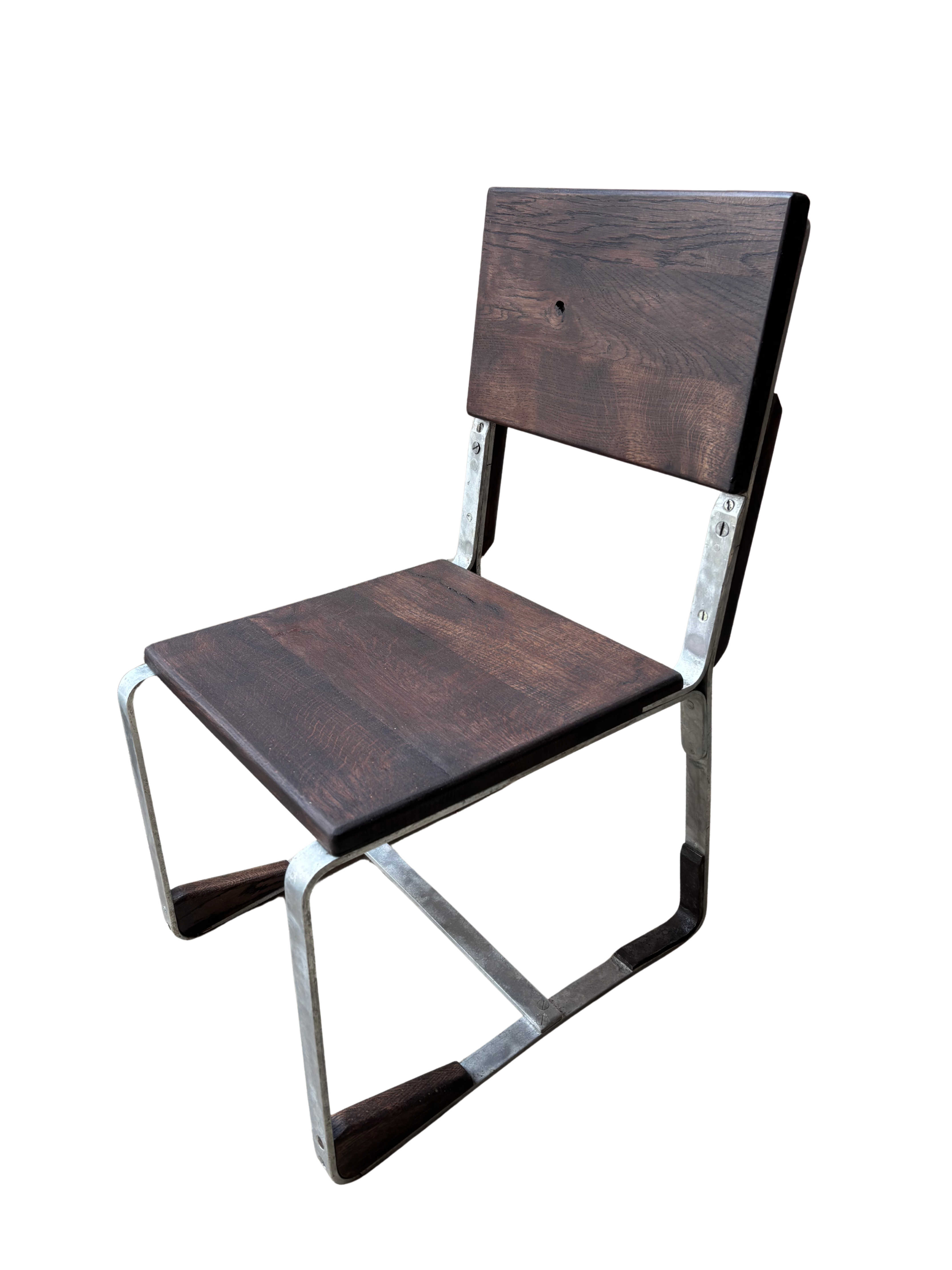 Chaise basse de salon — chêne et chrome, années 1930