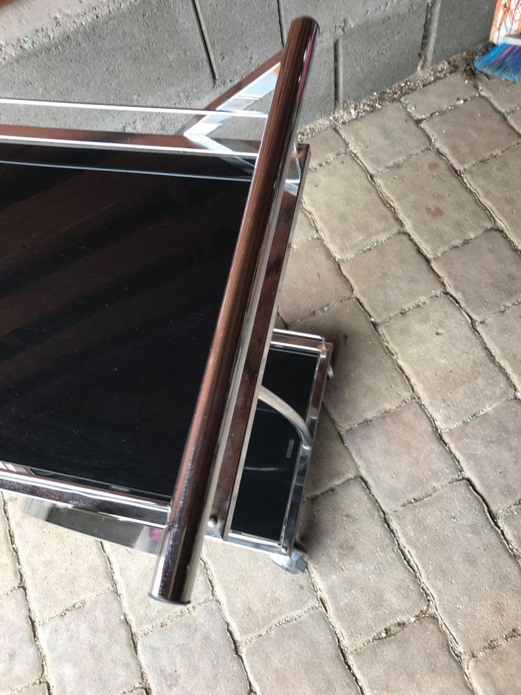 Italian glass and chrome trolley, 1970s