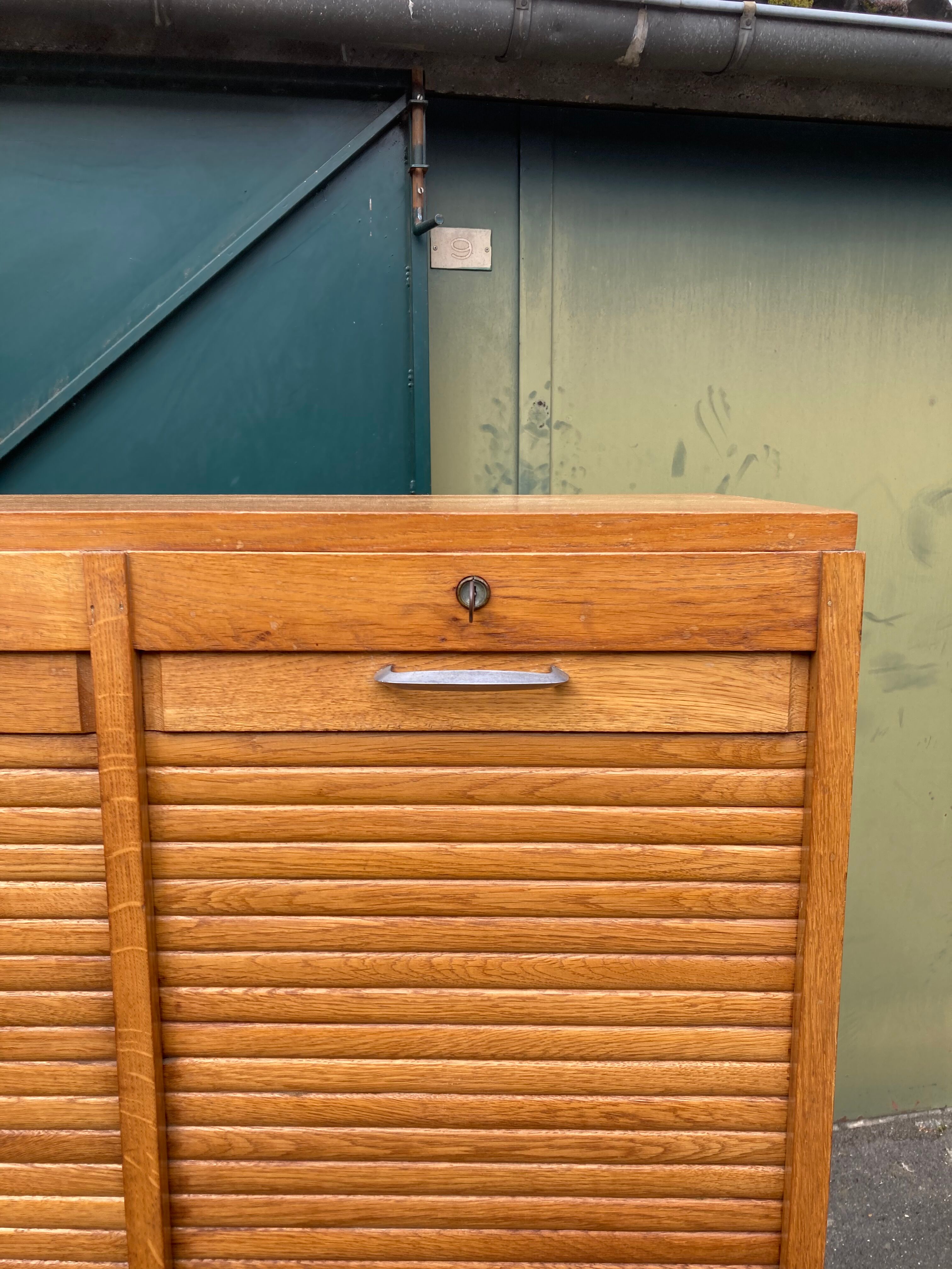 Filing cabinet with 3 curtains