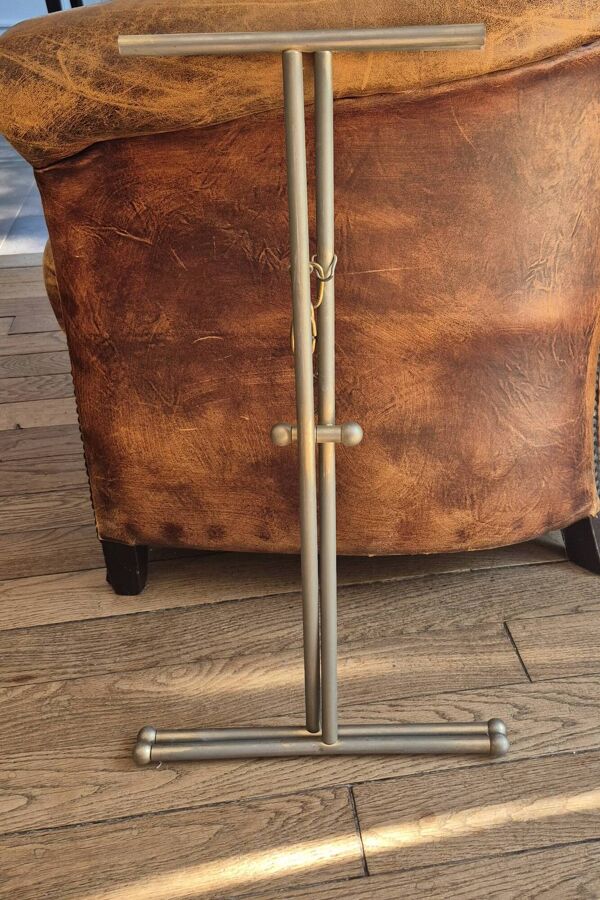 Table basse avec plateau Bakélite ambré motif tortue, Vintage 70's