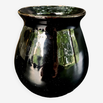 Vase en grès lustré noir