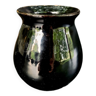 Vase en grès lustré noir