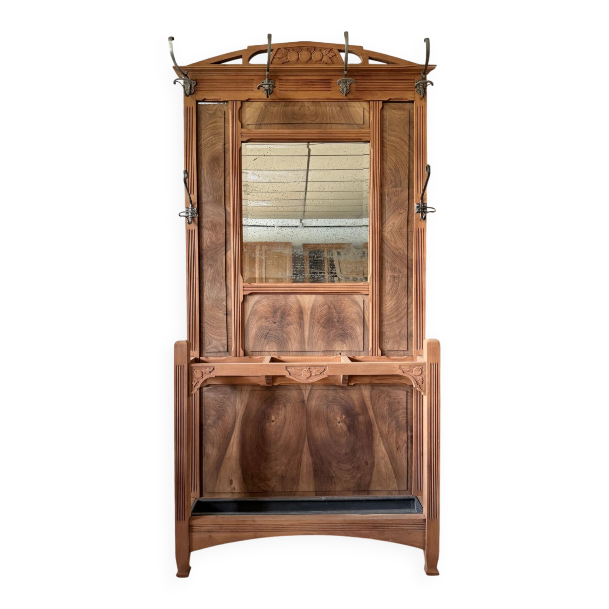 Art Deco entrance coat rack in walnut - Early 20th century