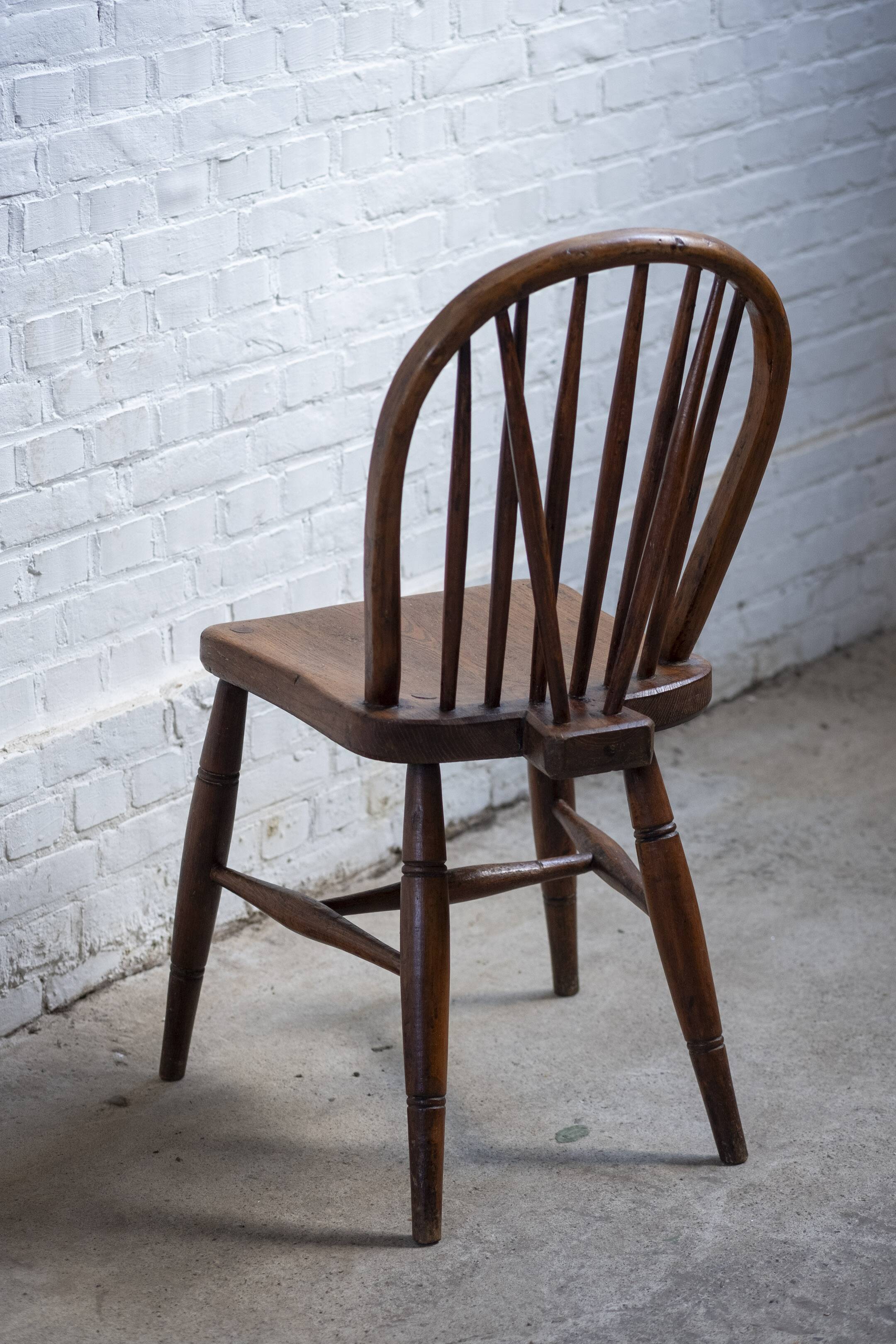 Early Charles Gibbons Windsor Chair in Elm, 1889 High Wycombe