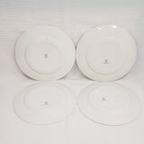 Set of 4 flat plates in Creil and Montereau earthenware model Marine, iron earth - Antique Fre