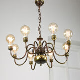 Viennese minimal brass 8-arm chandelier