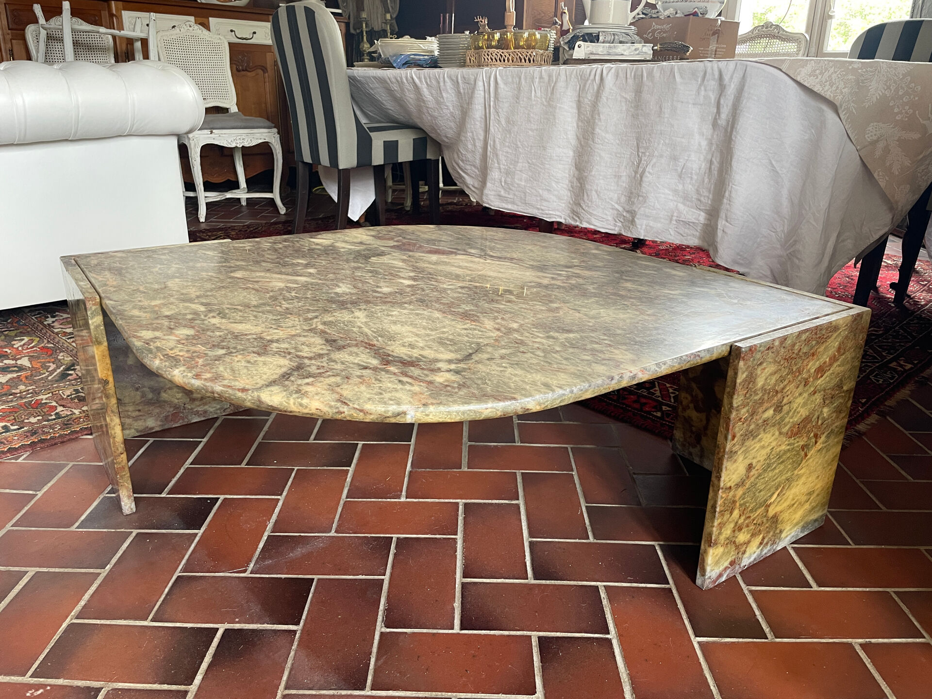 1970s marble eye-shaped coffee table