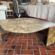1970s marble eye-shaped coffee table