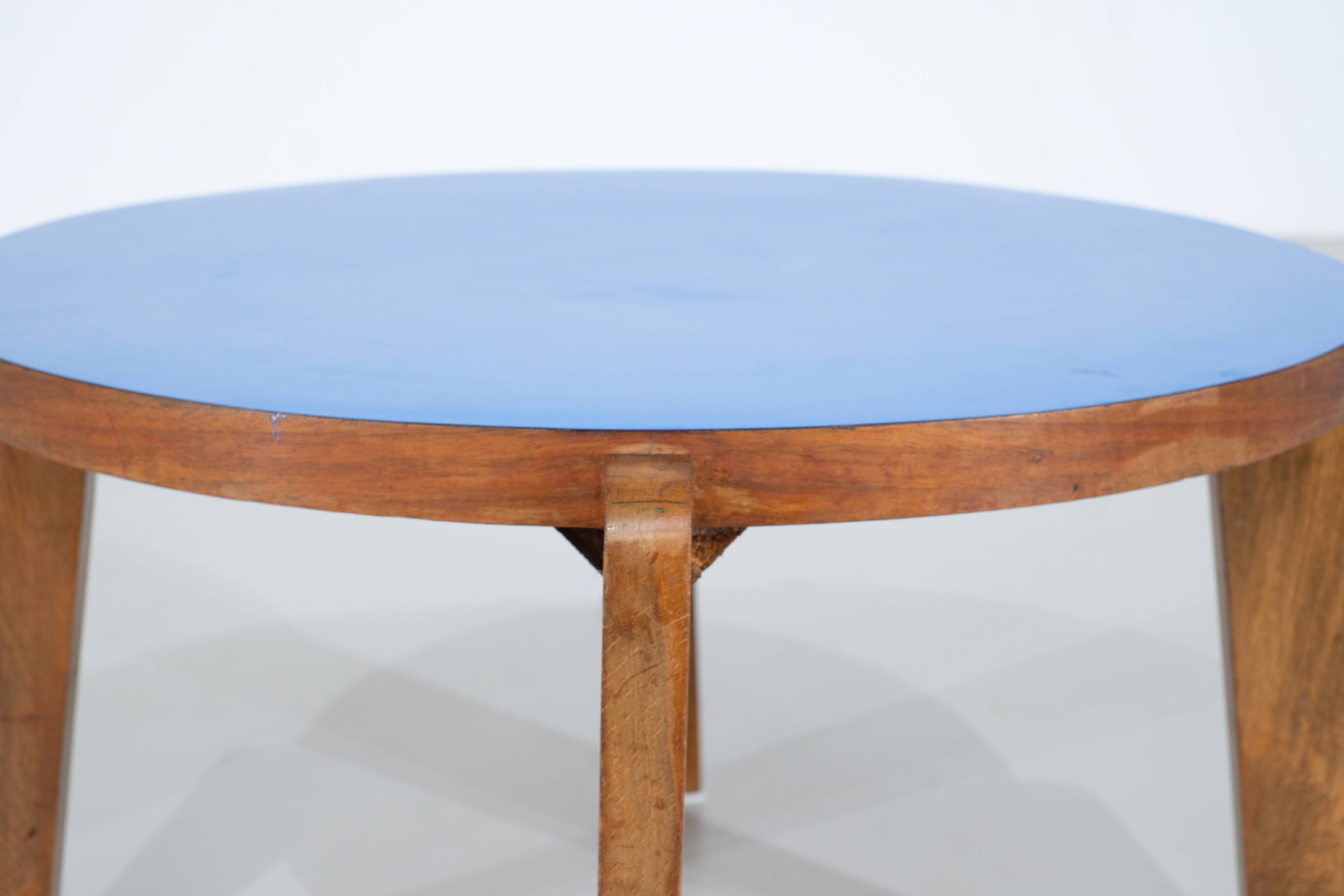 Blue lacquered wooden coffee table - 1950s