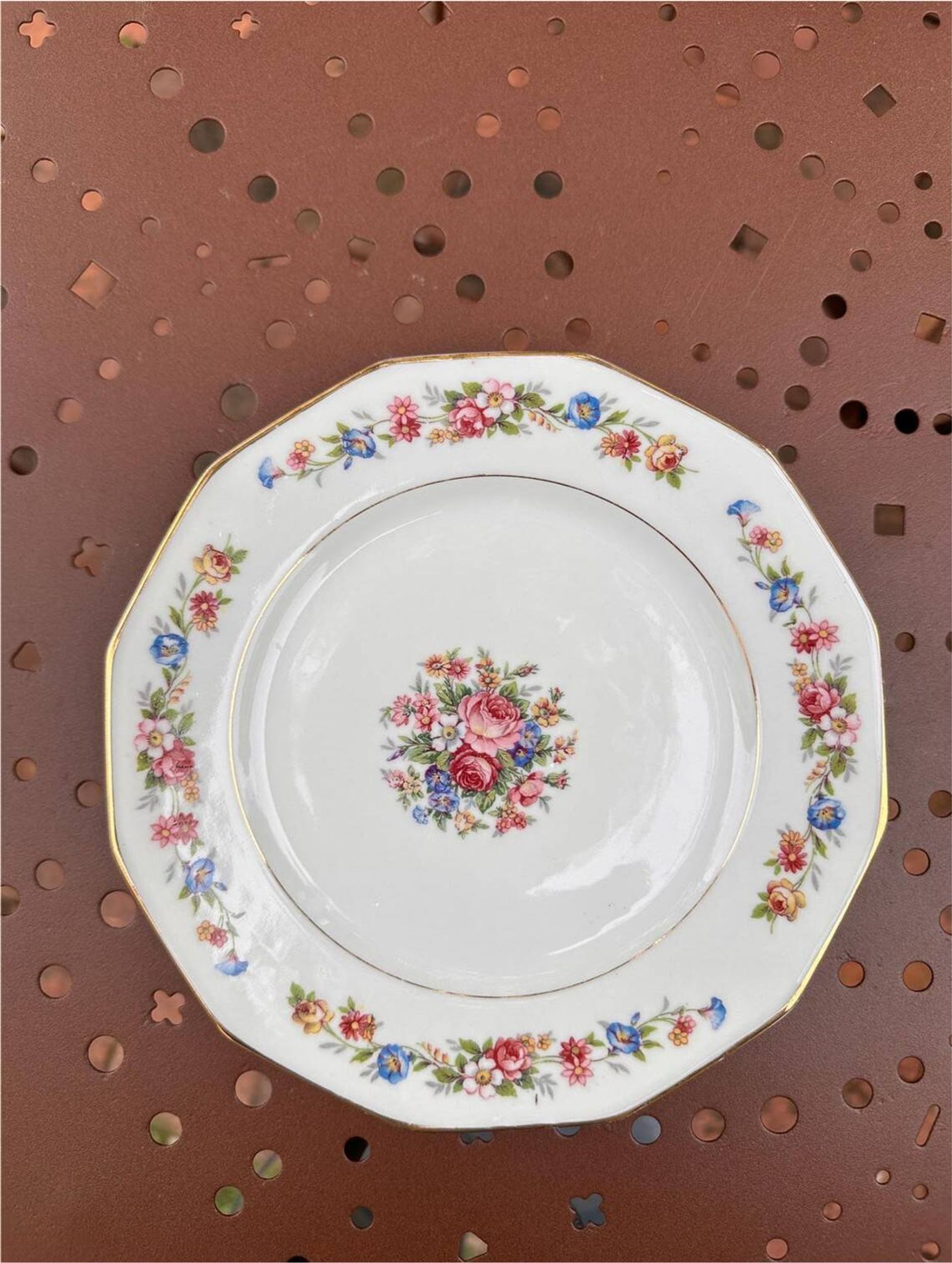 set of 6 Vintage Dessert Plates S.I.P France with Floral Decoration