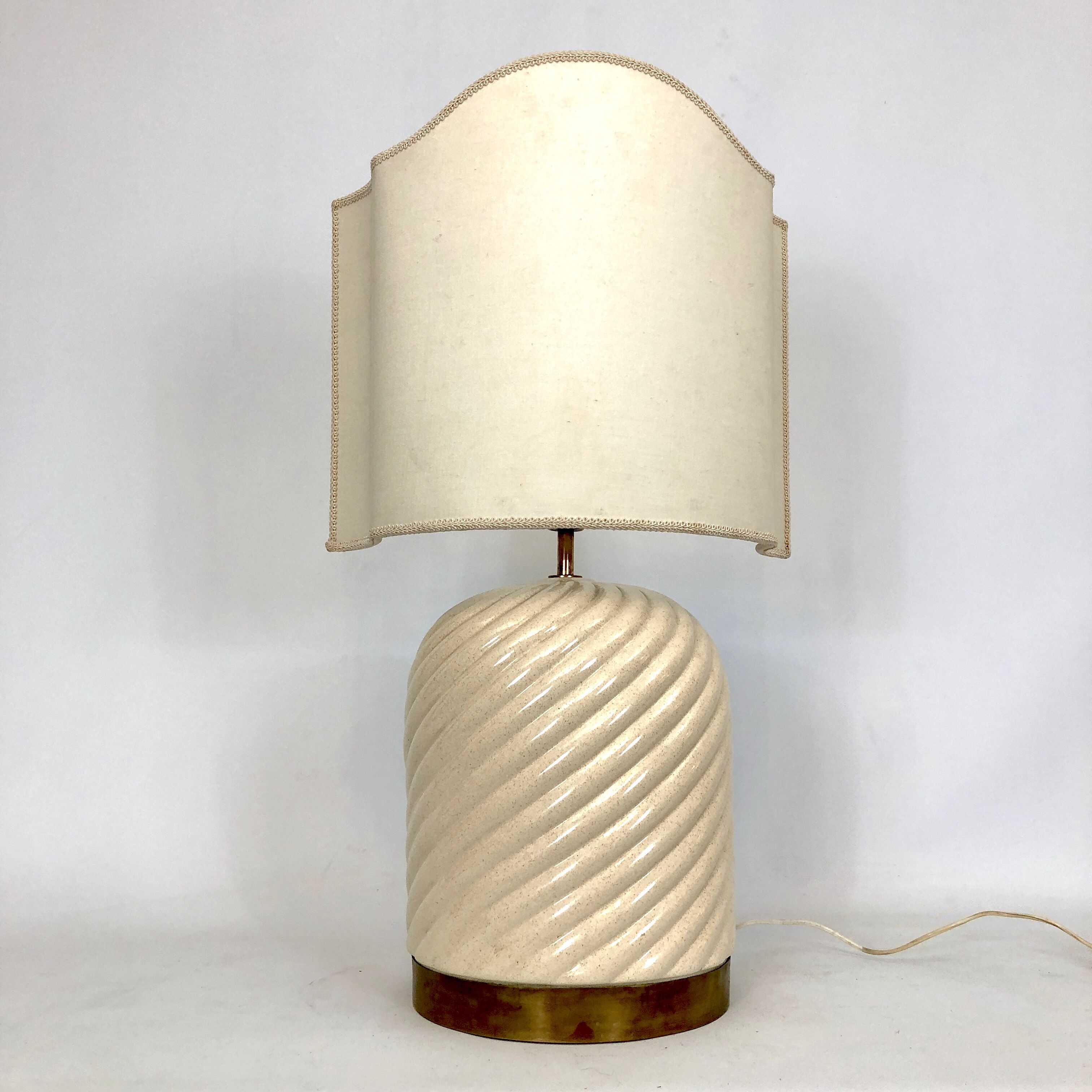 Ceramic and Brass Table Lamp by Tommaso Barbi, 1970s