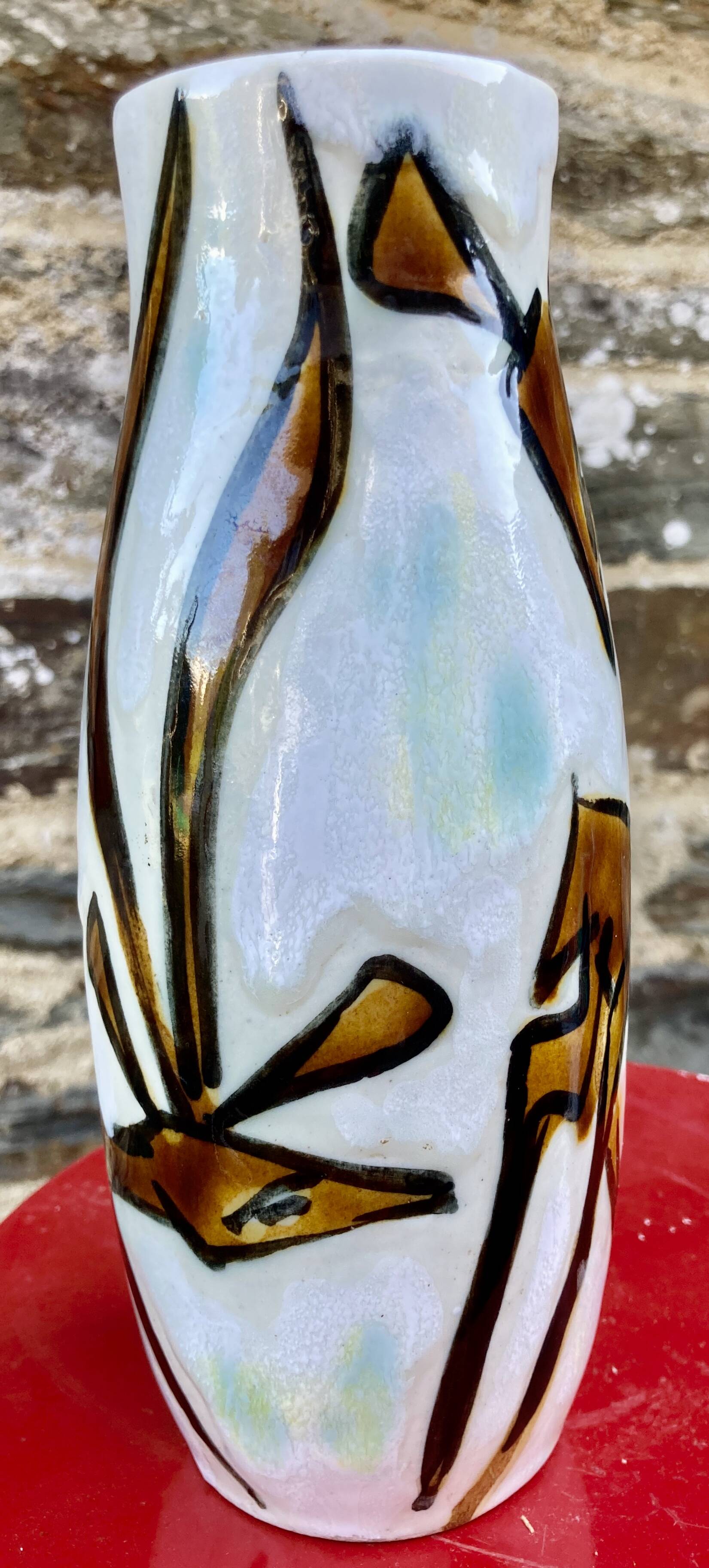 Vase céramique décor de faon signé Jacques Marie pièce unique