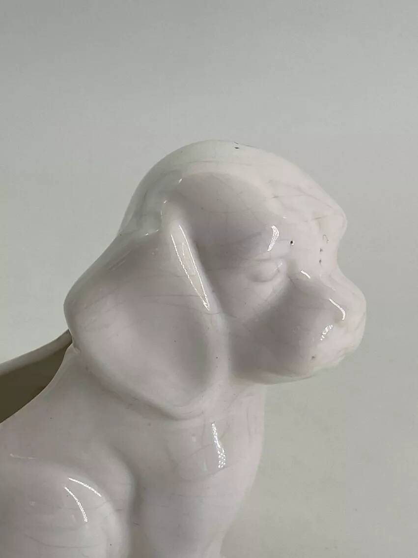 Vintage white porcelain dog planter