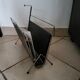 Vintage metal magazine rack in gold and black vinyl Newspaper holder