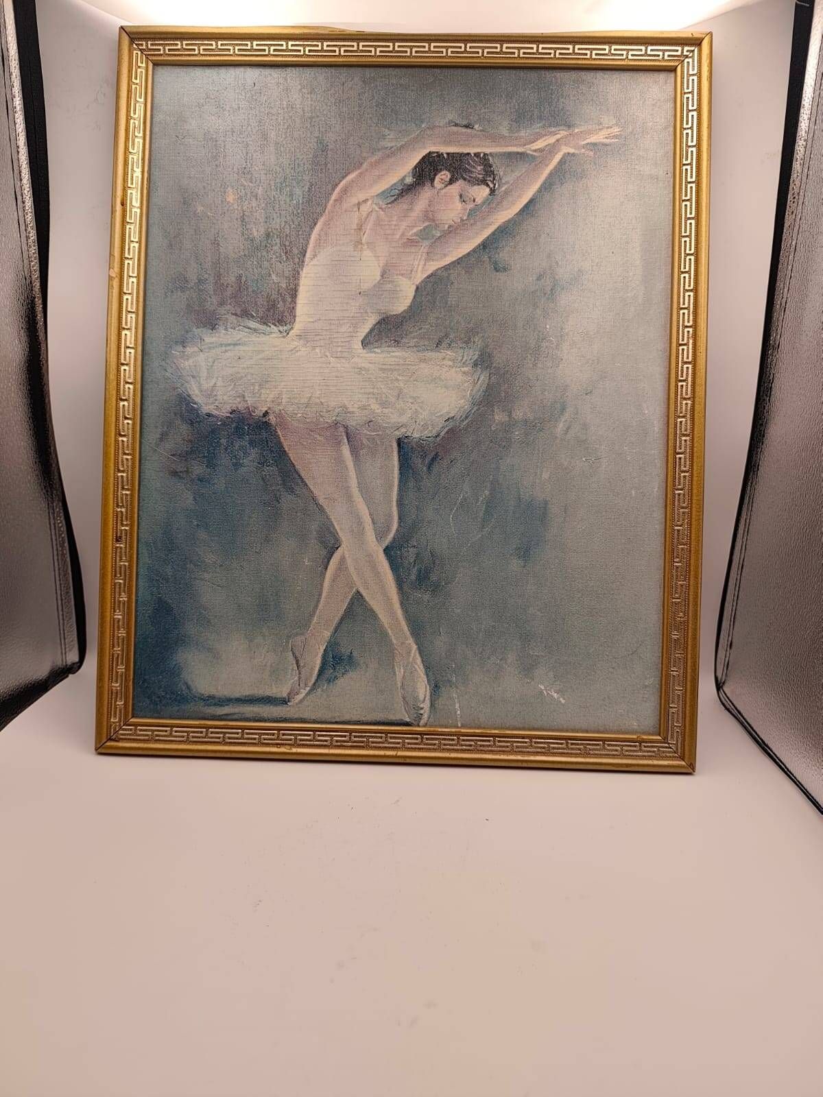 Ballerina painting on wood | Vintage painting | Framed | Art deco