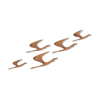Flying Birds Mid-Century teak by Kunsthaus E. Oelker, 1960s, Set of 5
