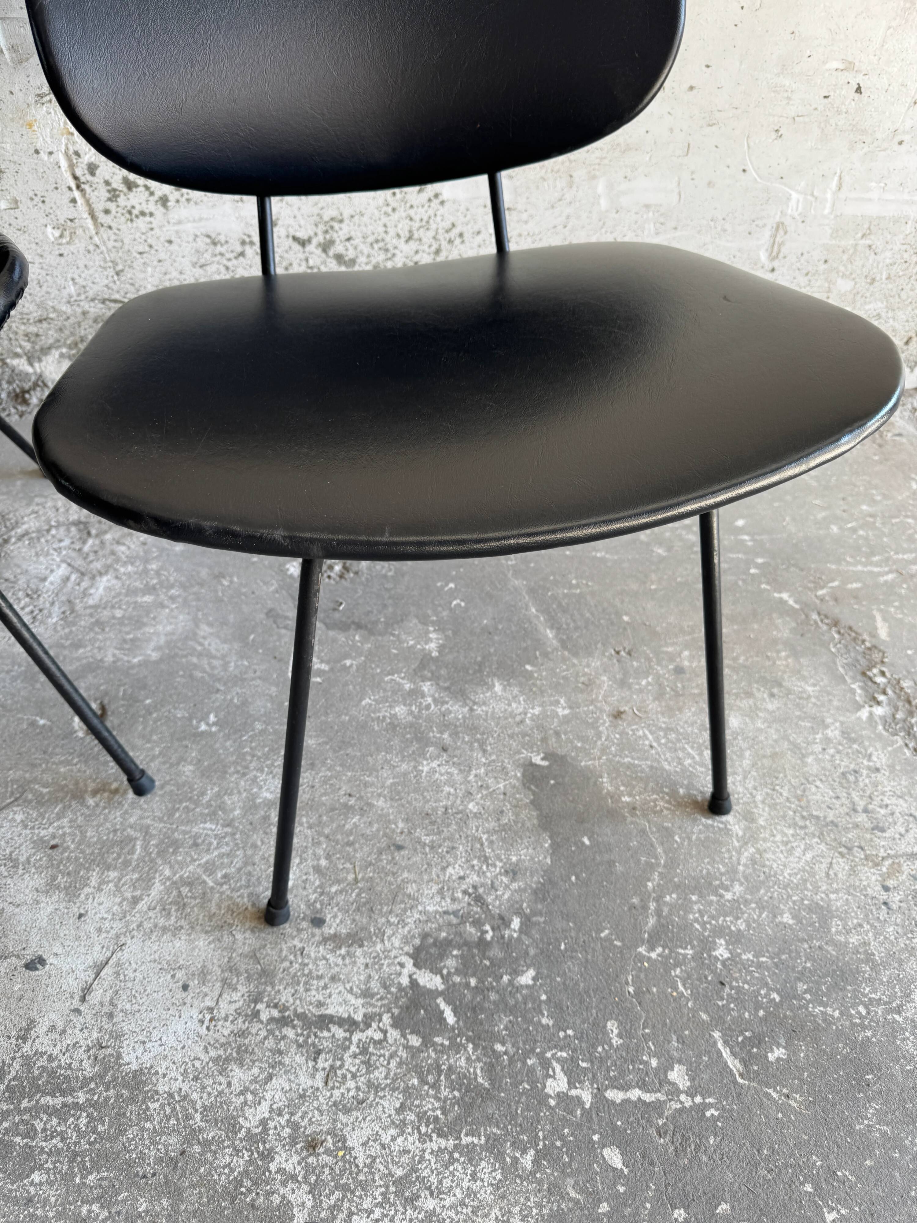 Set of 2 Black Leatherette Lounge Chairs Model 301 by W.h. Gispen — Metal Base, 1950s