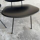 Set of 2 Black Leatherette Lounge Chairs Model 301 by W.h. Gispen — Metal Base, 1950s