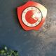 Vintage formica clock asymmetrical silent wall clock "Red Junghans"