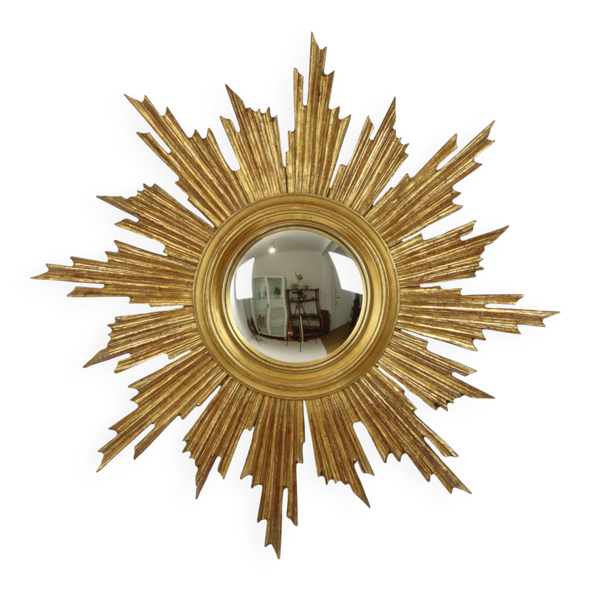 Large Deknudt Sunburst Gold Leaf Sun Mirror Sixties