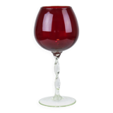 Vintage red glass brandy glass cup mouth blown italy 33cm