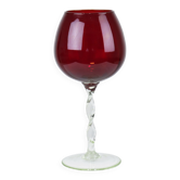 Tasse en verre de cognac en verre rouge vintage soufflée à la bouche Italie 33cm