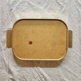 Duo of Art Deco serving trays in gold anodized aluminum and glass - MB Italy