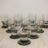 10 tarente thick crystal water glasses, steel gray foot, 1970