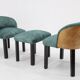 1940s Pair of Chairs with Stool, Italy