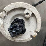 Old oval enamelled industrial hanging lamp