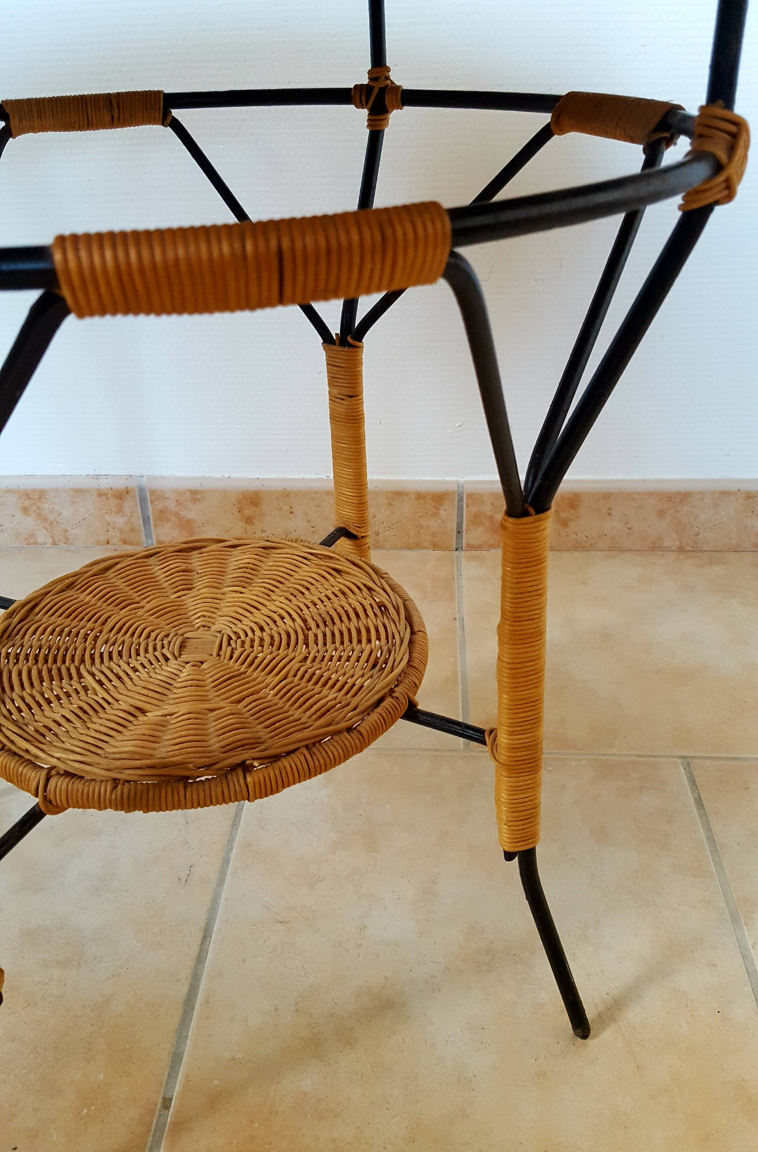 Table low table vintage rattan