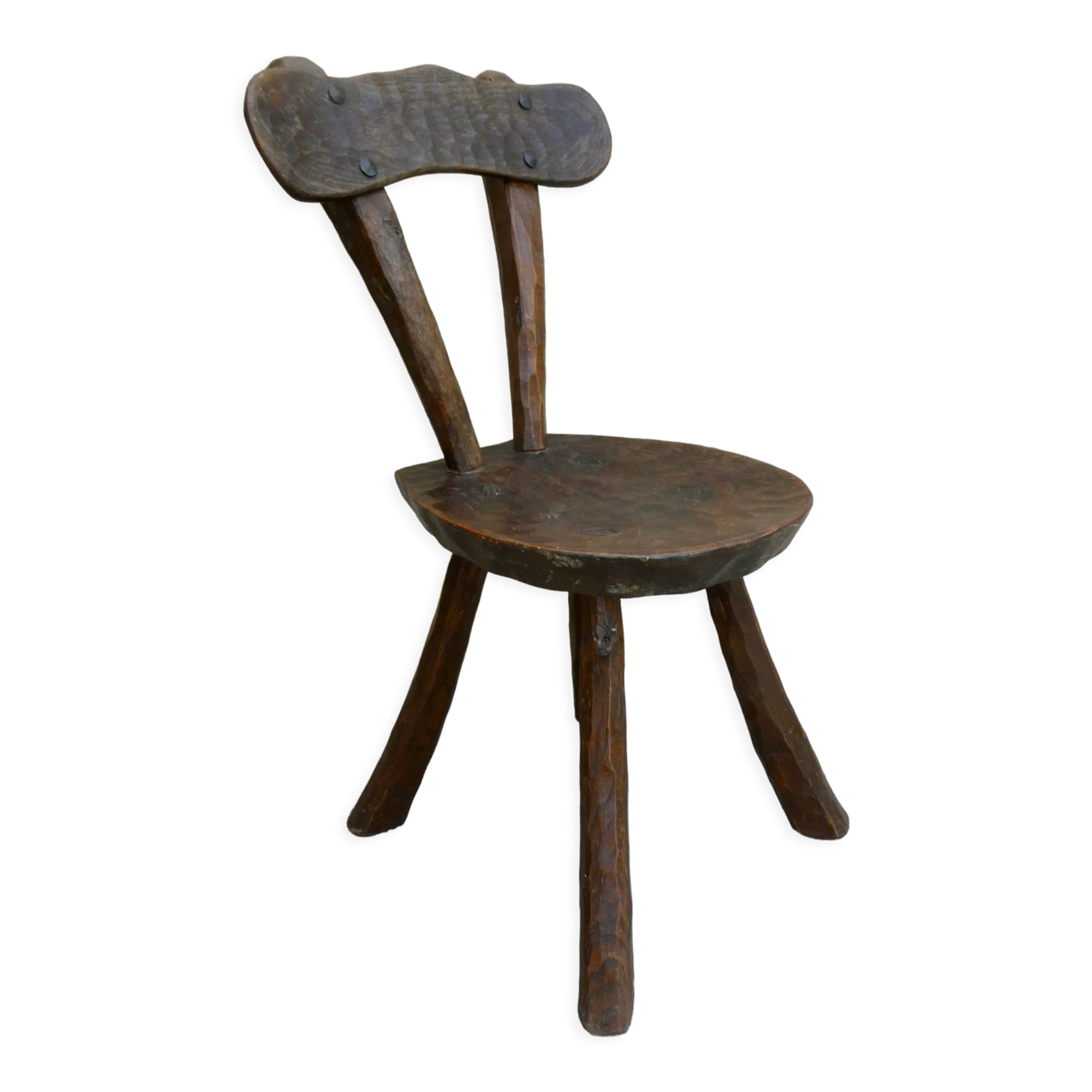 Brutalist chair, solid wood, carved, circa 1950