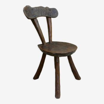 Brutalist chair, solid wood, carved, circa 1950