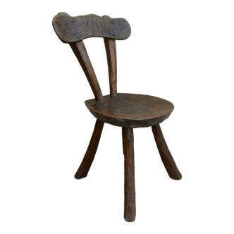 Brutalist chair, solid wood, carved, circa 1950