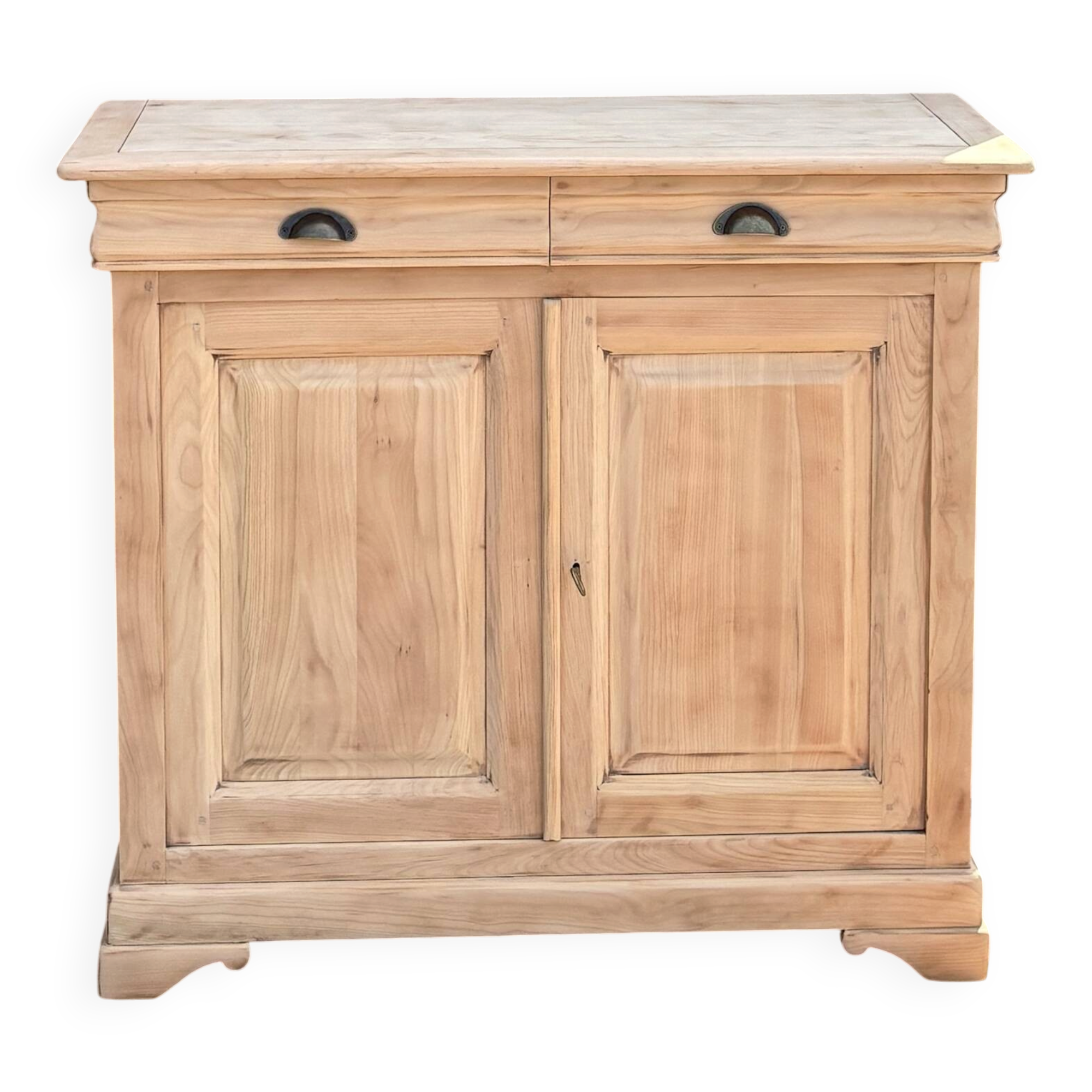 Narrow buffet renovated in raw solid wood / entrance console with 2 drawers