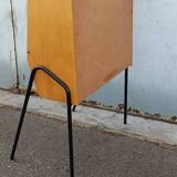 Vintage light oak secretary desk with metal base