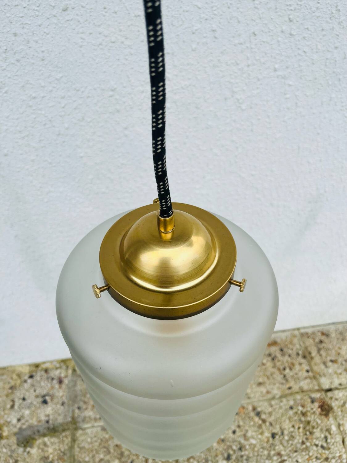 Art deco sandblasted glass pendant light