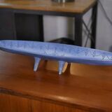 Long blue ceramic signed Atelier Mornac 1950s