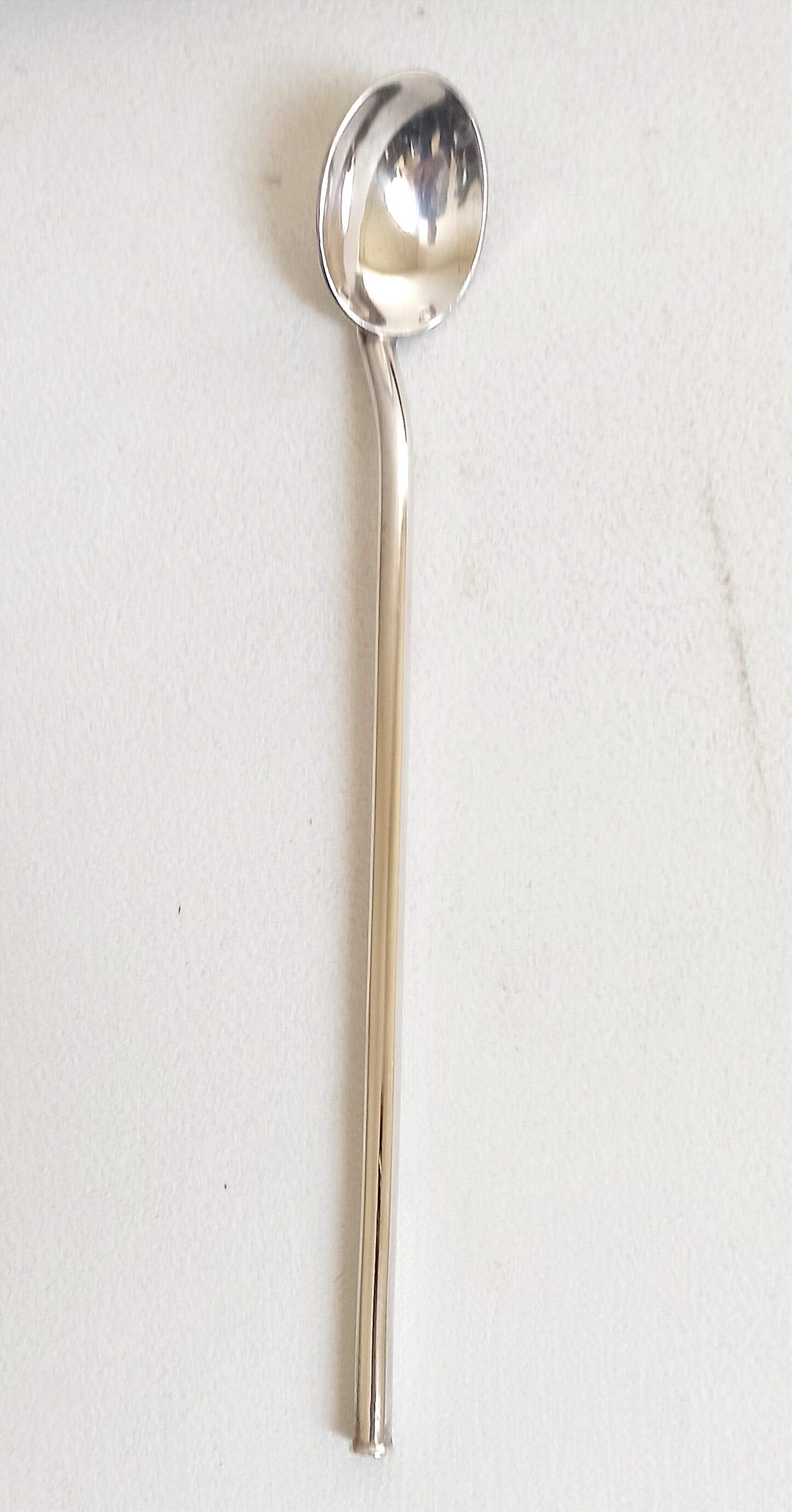 Box of 8 spoons silver metal cocktail straw 30s