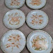 Set of 6 handmade flat plates signed by Maïté – hand-painted designs