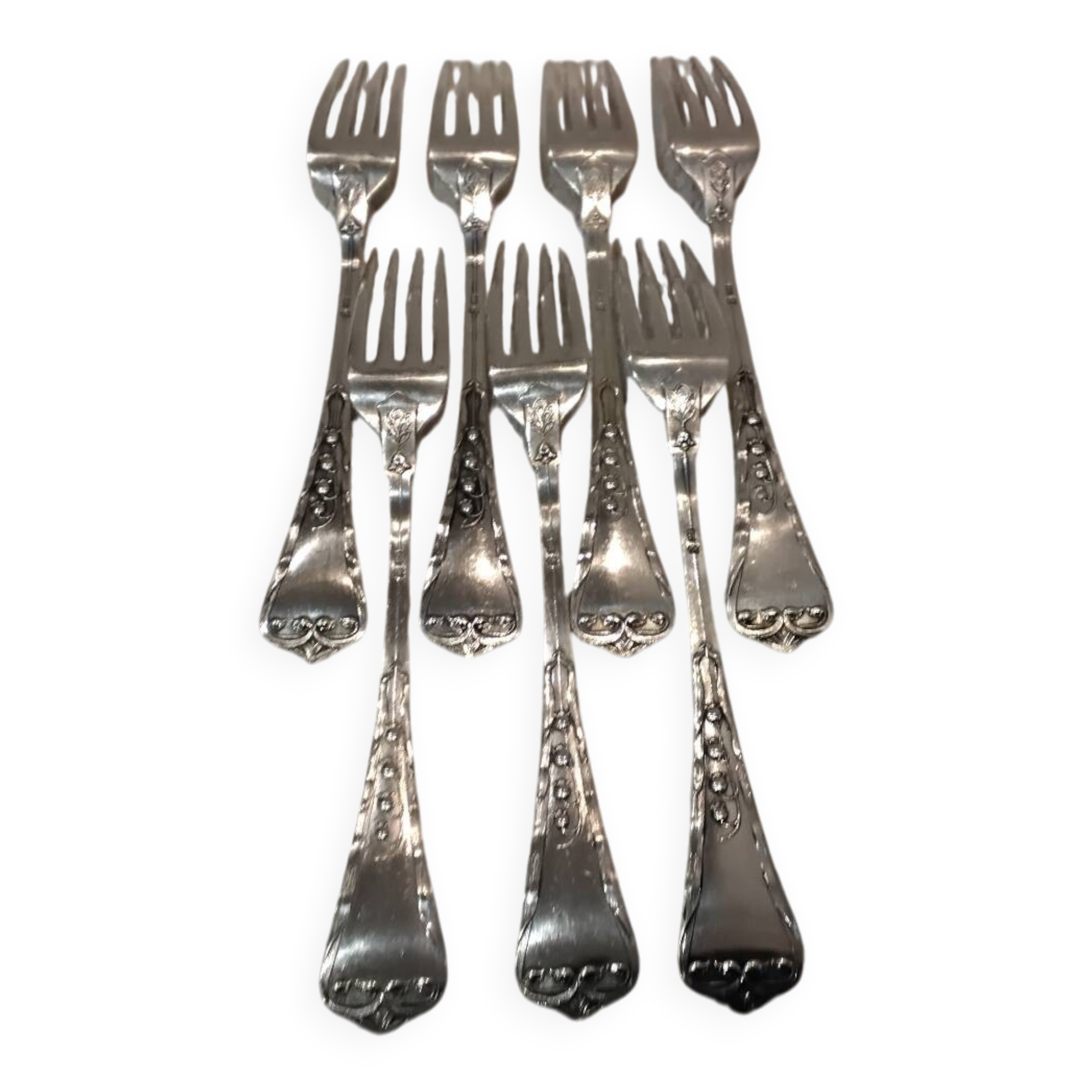 7 forks 800 silver Swiss goldsmith Jezler model Muguet