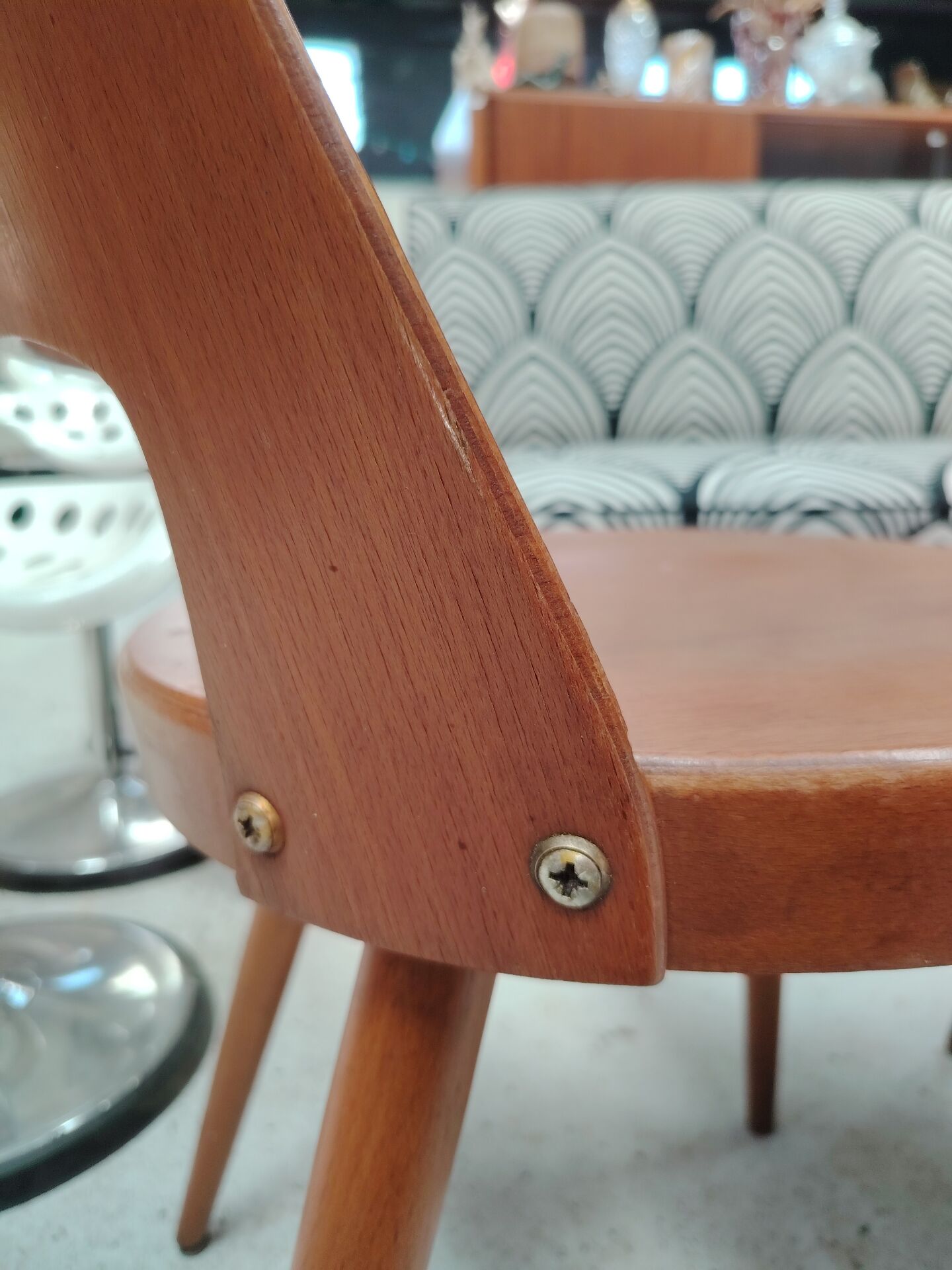 Pair of Scandinavian chairs with round seats, 1950s