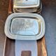 Christofle butter dish model Albi, Complete (3 pieces), Silver-plated Metal and Glass