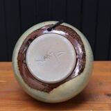 Beige ceramic lamp, herbarium-style lampshade, 70s