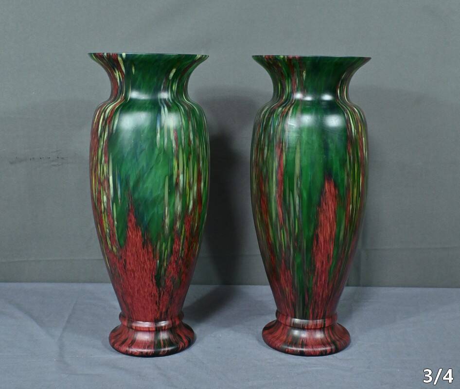 Pair of Glass Paste Vases – Mid 20th Century