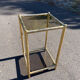 Square faux bamboo pedestal table in gold-plated brass and glass