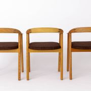 Lot de 6 chaises de salle à manger vintage en chêne – Probablement danoises, années 1970 – Rénovées