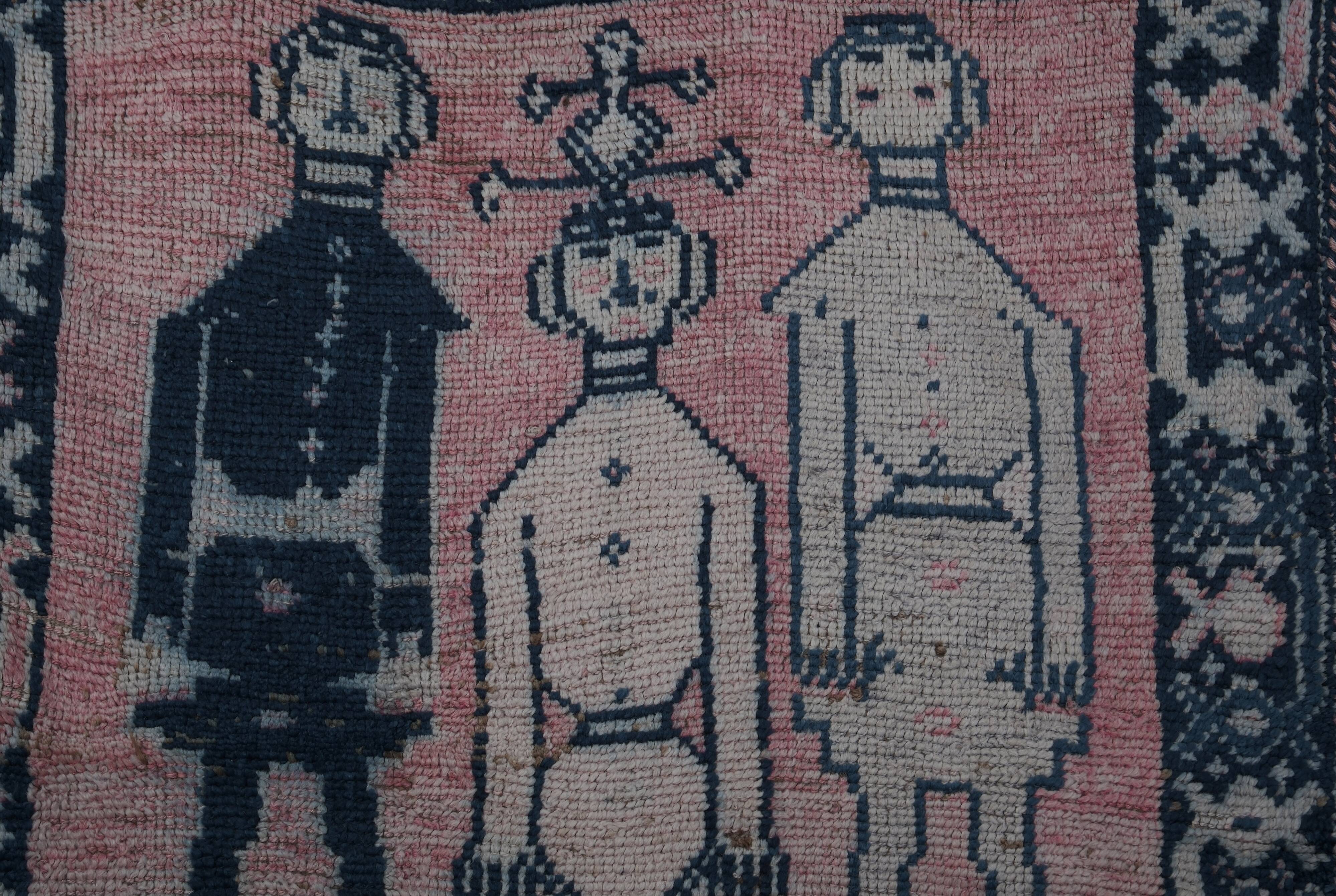 Vintage Turkish Oushak Rug Handwoven 104x320 cm